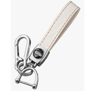 White TPU Leather Keychain for Toyota Camry Corolla‎ Highlander Key Fob Strap